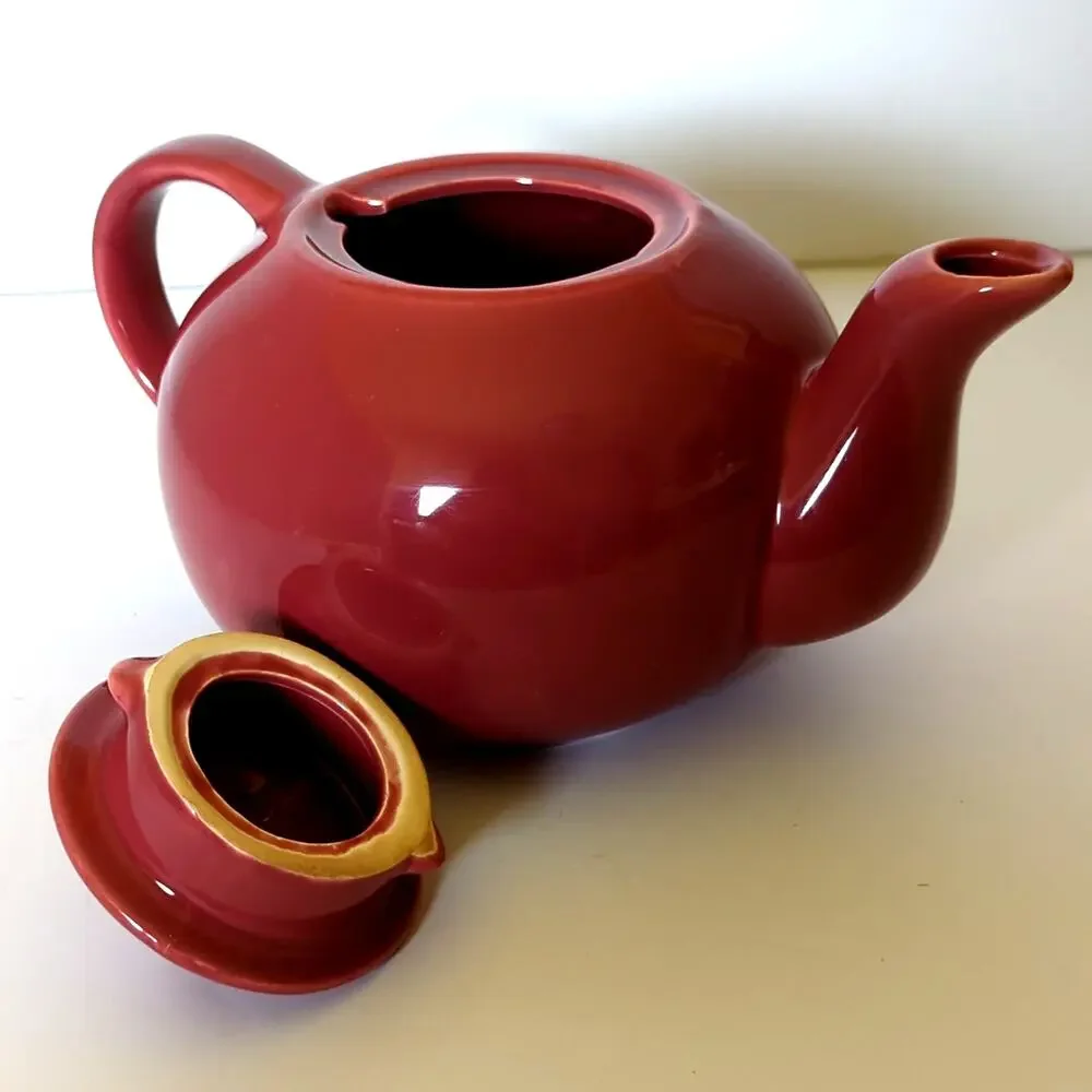 Vintage 1980s HiMARK Dark Mauve Rose Ceramic Teapot Taiwan With Lid